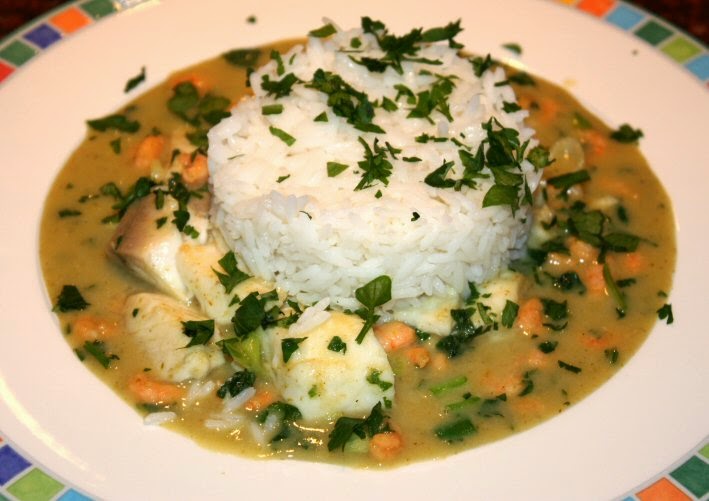 Thaise groene curry met tilapia en garnalen recept